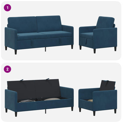 Bankenset met opbergruimte 2 st Blauw Polyester