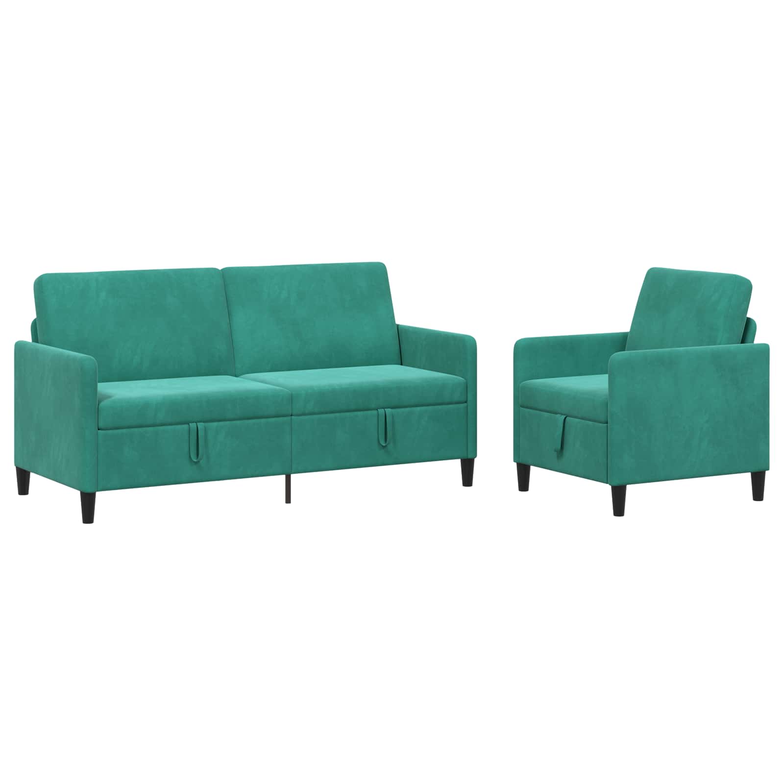 Bankenset met opbergruimte 2 st Turquoise Polyester