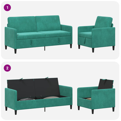 Bankenset met opbergruimte 2 st Turquoise Polyester