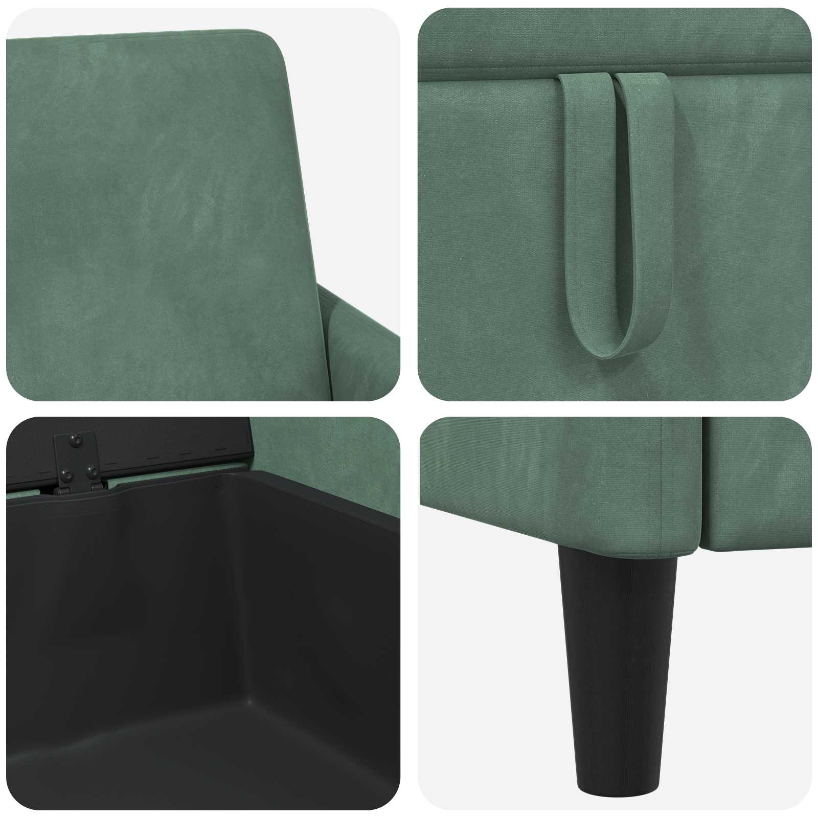 Bankenset met opbergruimte 2 st Zeegroen Polyester