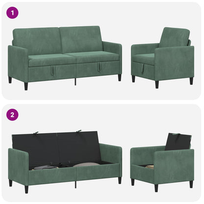 Bankenset met opbergruimte 2 st Zeegroen Polyester