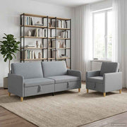 Bankenset 2-delig lichtgrijs polyester