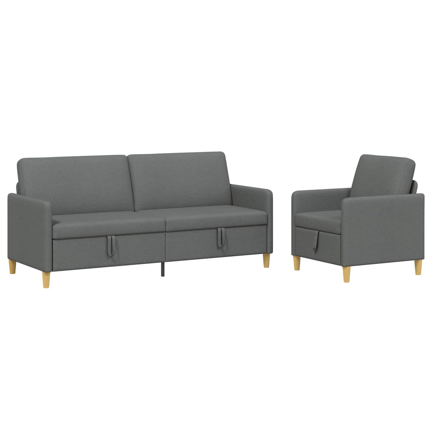 Bankenset met opbergruimte 2 pcs Donkergrijs Polyester