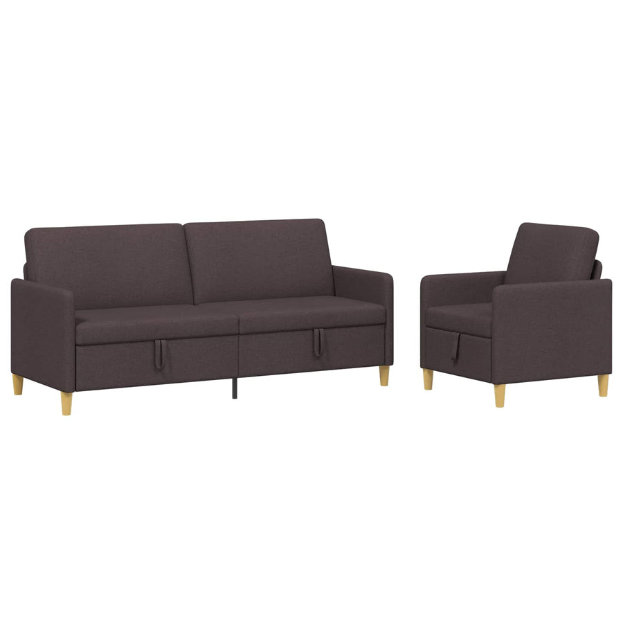 Bankenset met opbergruimte 2 pcs Donkerbruin Polyester
