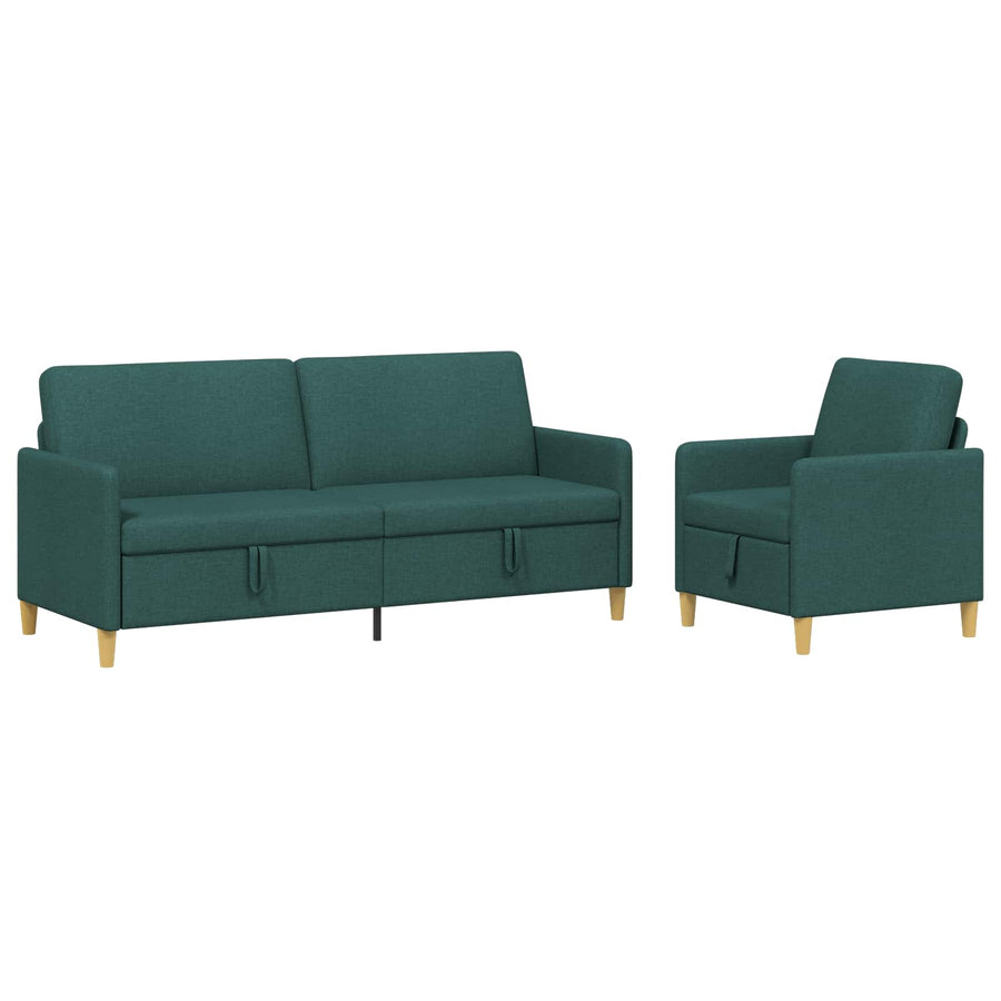 Bankenset met opbergruimte 2 pcs Donkergroen Polyester