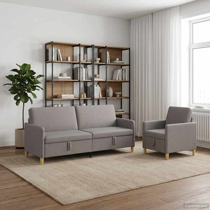 Bankenset met opbergruimte 2 pcs Taupe Polyester