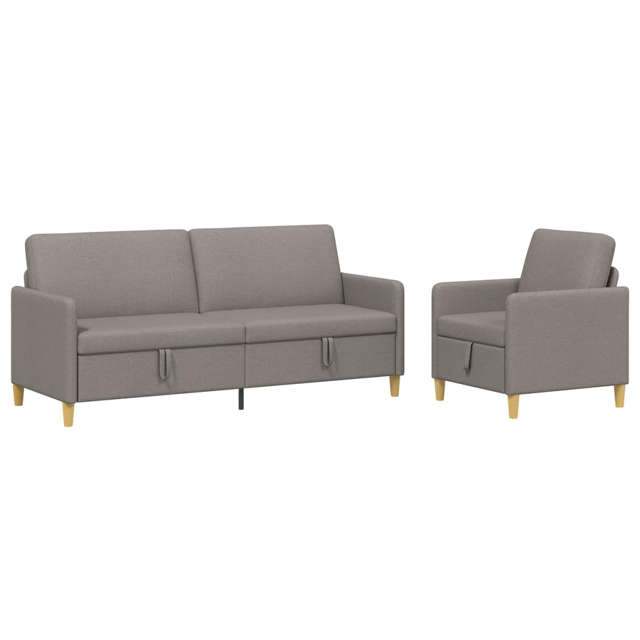 Bankenset met opbergruimte 2 pcs Taupe Polyester