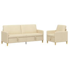 Bankenset met opbergruimte 2 pcs Crèmekleurig Polyester