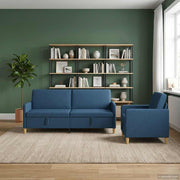 Bankenset 2-delig blauw polyester met opbergruimte