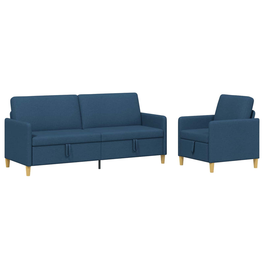 Bankenset met opbergruimte 2 pcs Blauw Polyester