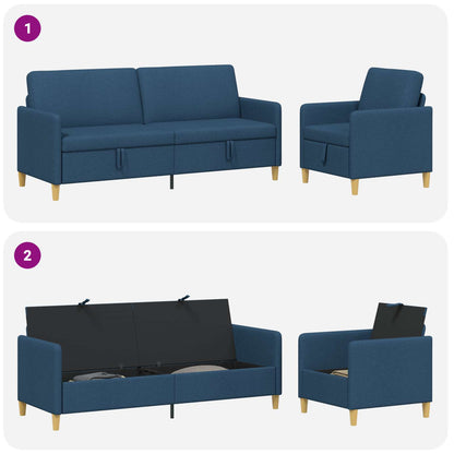 Bankenset met opbergruimte 2 pcs Blauw Polyester