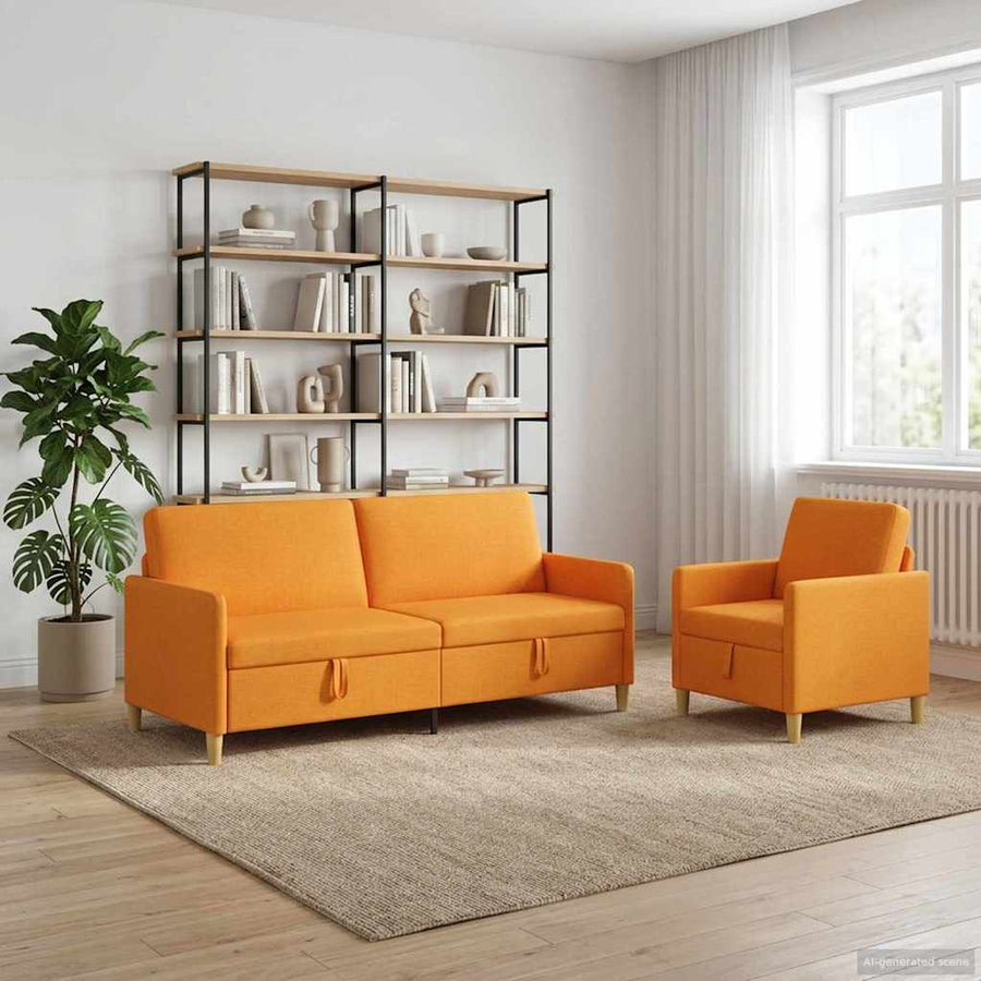 Bankenset met opbergruimte 2 pcs Donkergeel Polyester