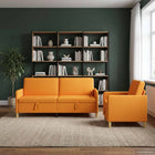 Bench Set with Storage 2 pcs Dark Yellow Polyester