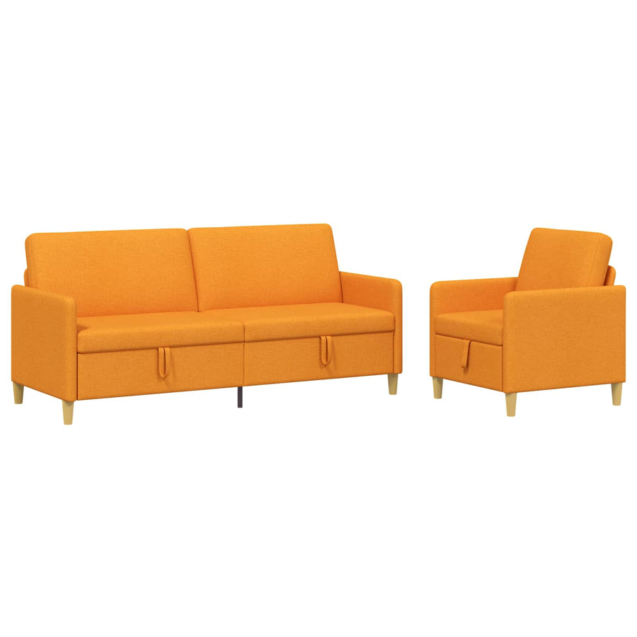 Bankenset met opbergruimte 2 pcs Donkergeel Polyester