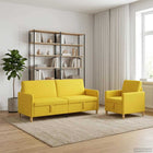 Bench set with storage 2 pcs Light Yellow Polyester
