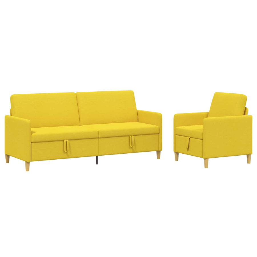 Bankenset met opbergruimte 2 pcs Lichtgeel Polyester