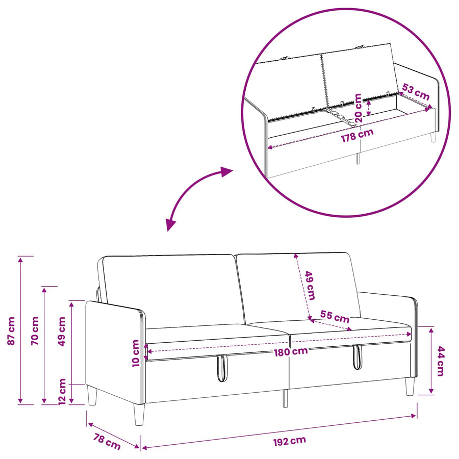 Bankenset met opbergruimte 2 pcs Lichtgeel Polyester