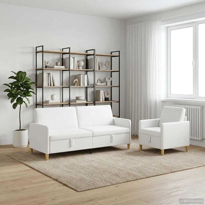 Bankenset met opbergruimte 2 pcs Wit Polyester