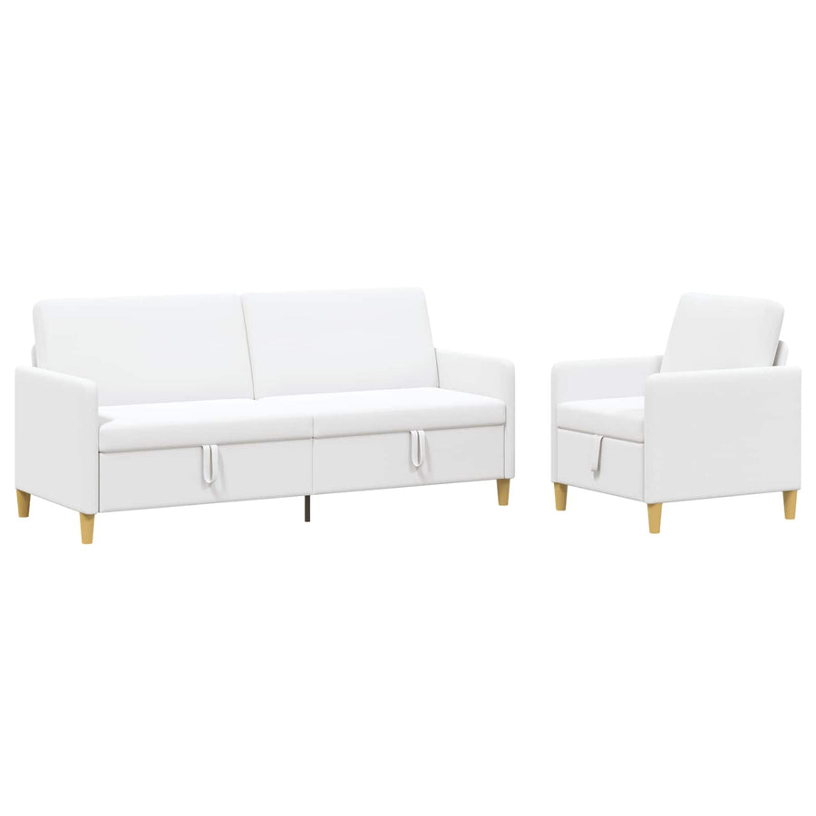 Bankenset met opbergruimte 2 pcs Wit Polyester
