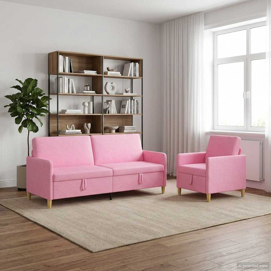 Bankenset met opbergruimte 2 pcs Roze Polyester