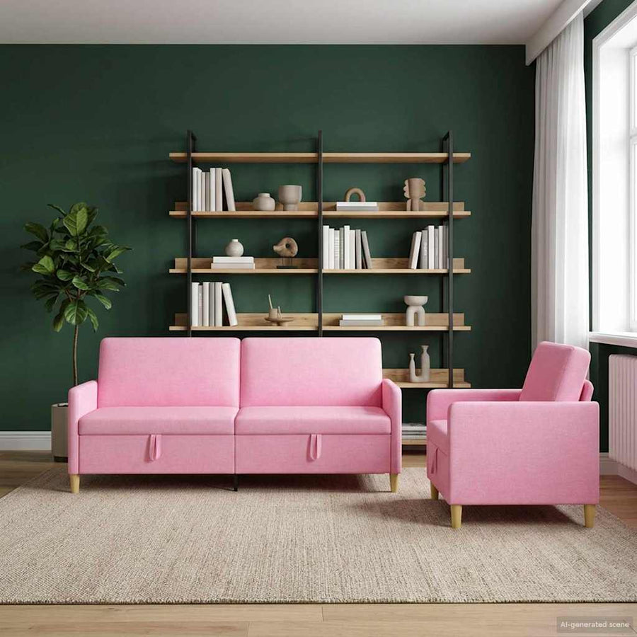 Bankenset met opbergruimte 2 pcs Roze Polyester