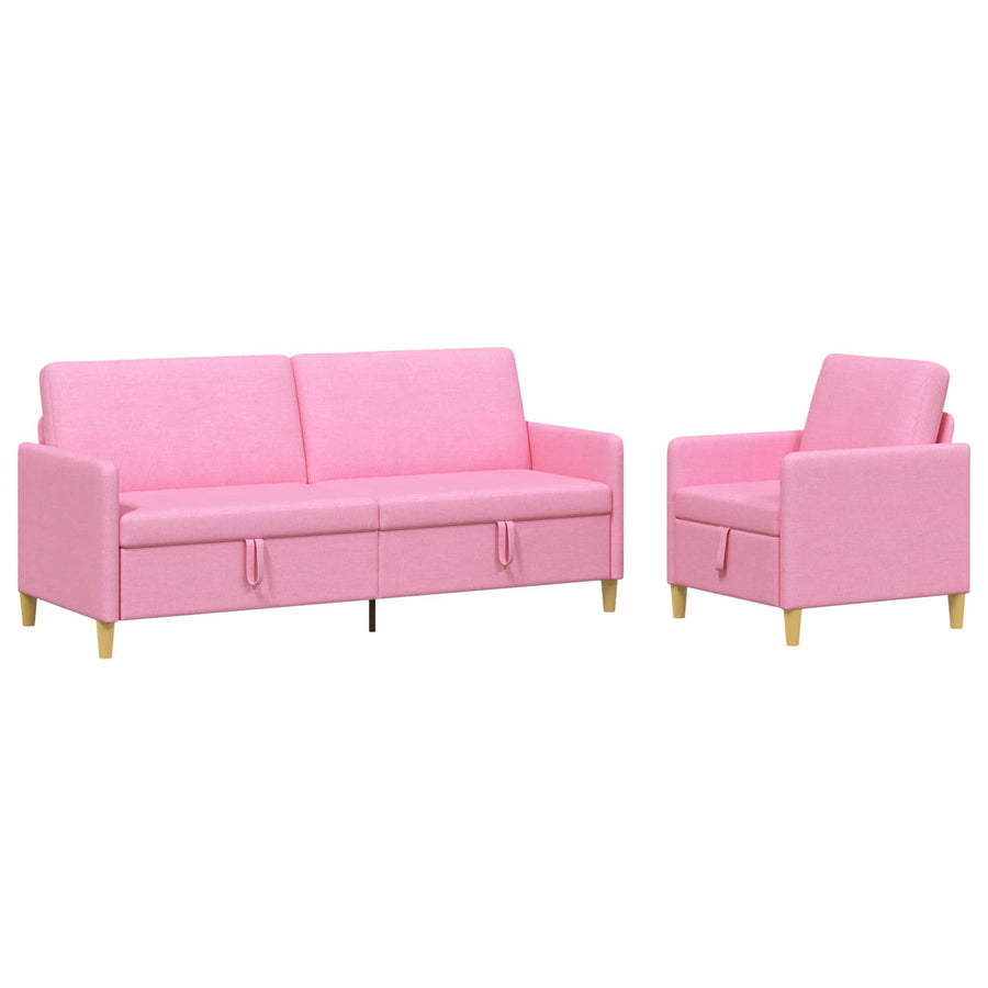 Bankenset met opbergruimte 2 pcs Roze Polyester