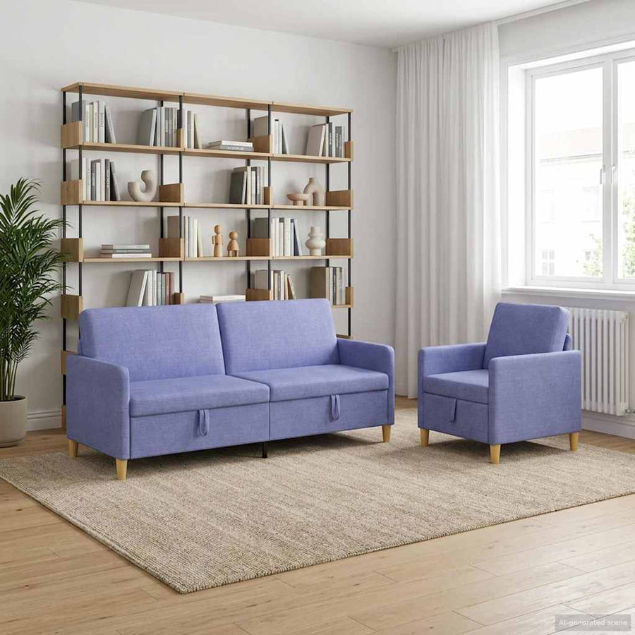 Bankenset met opbergruimte 2 pcs Jeans Blauw Polyester