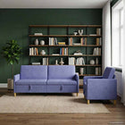 Bankenset 2-delig jeans blauw polyester met opbergruimte