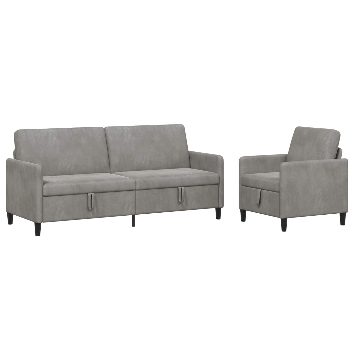 Bankenset met opbergruimte 2 st Lichtgrijs Polyester