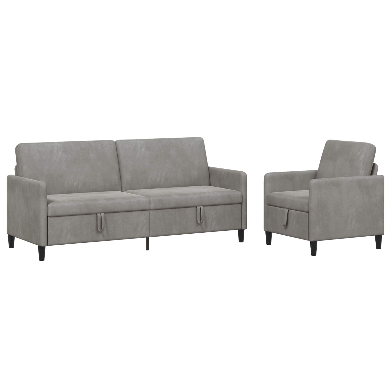 Bankenset met opbergruimte 2 st Lichtgrijs Polyester