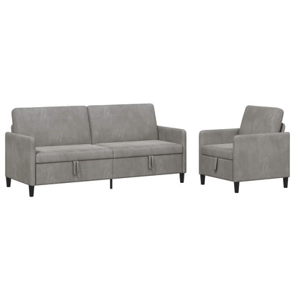 Bankenset met opbergruimte 2 st Lichtgrijs Polyester