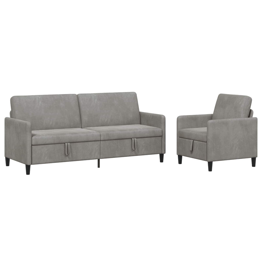Bankenset met opbergruimte 2 st Lichtgrijs Polyester