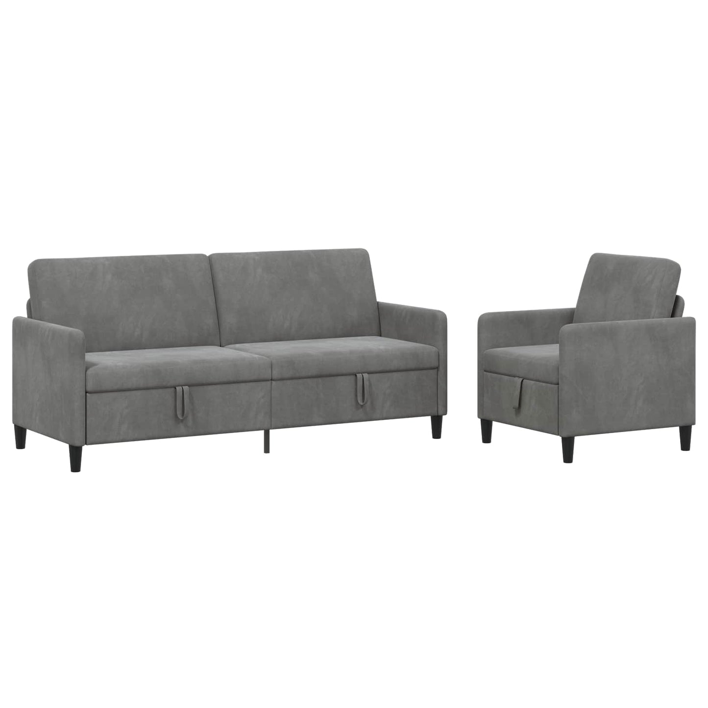 Bankenset met opbergruimte 2 st Donkergrijs Polyester