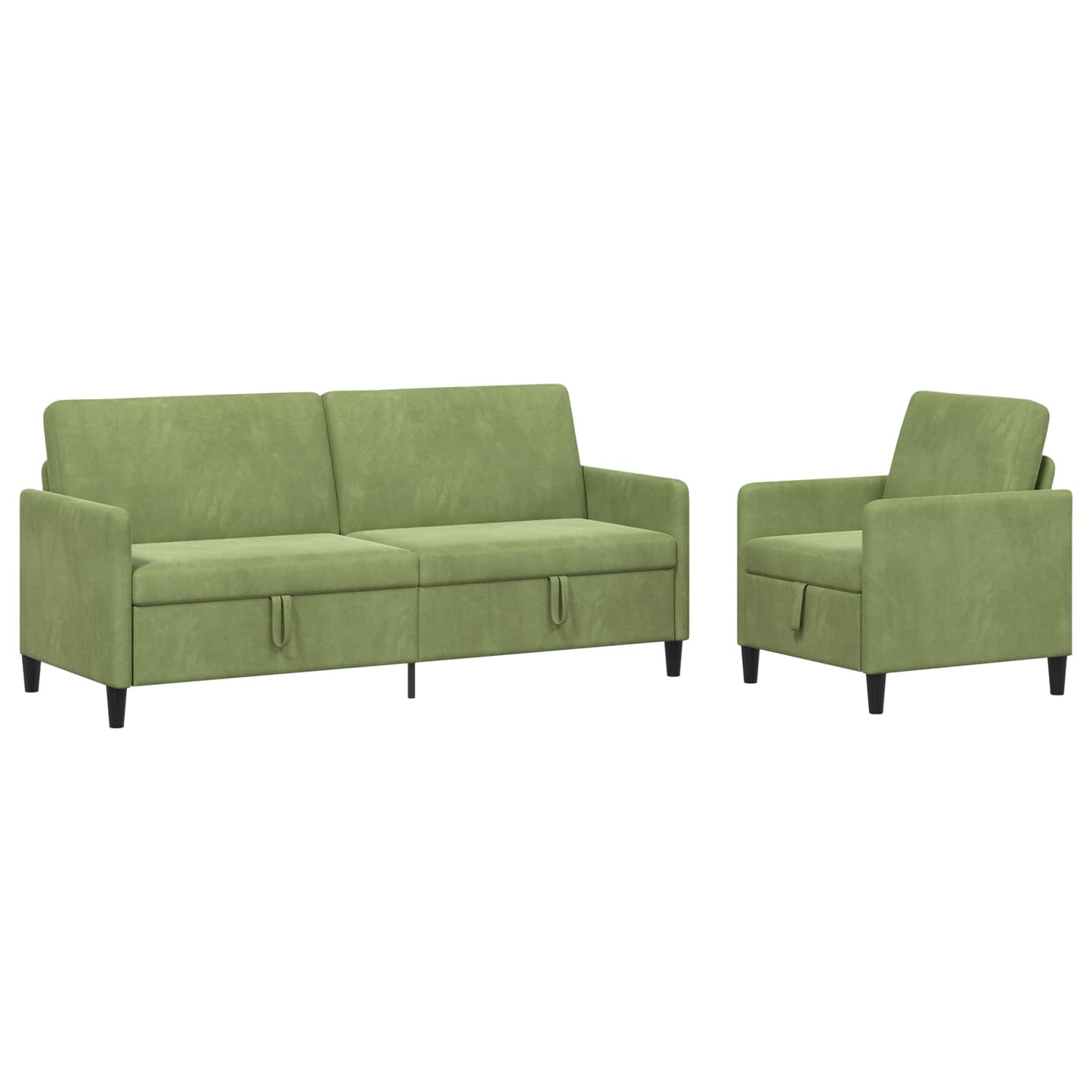 Bankenset met opbergruimte 2 st Lichtgroen Polyester