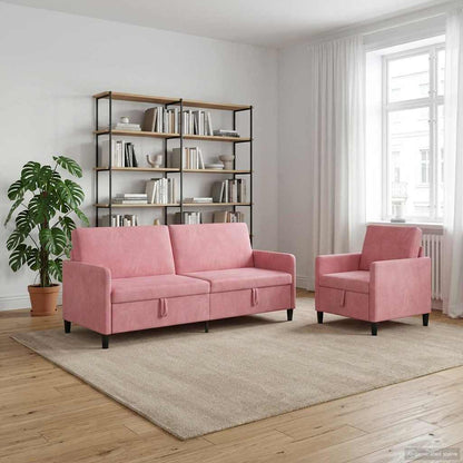 Bankenset met opbergruimte 2 st Roze Polyester