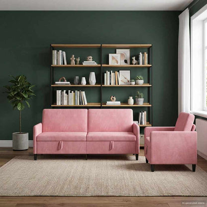 Bankenset met opbergruimte 2 st Roze Polyester