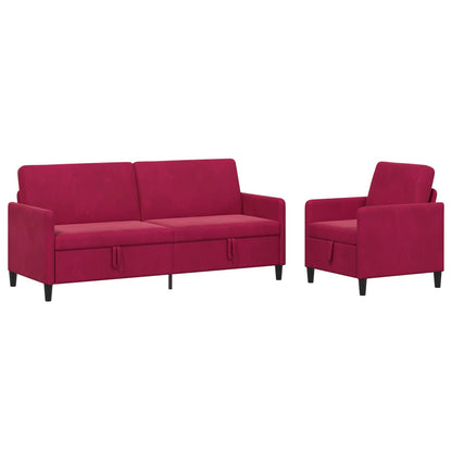 Bankenset met opbergruimte 2 st Wijnrood Polyester