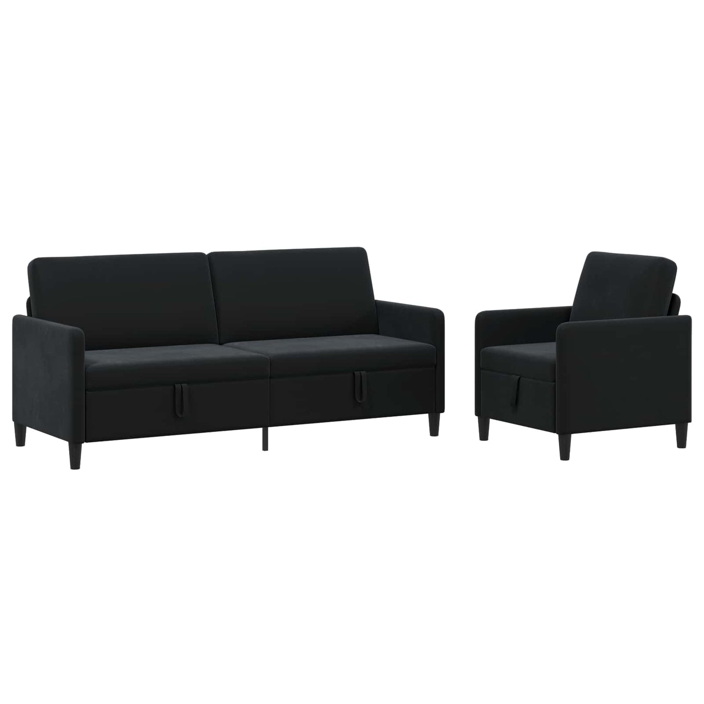 Bankenset met opbergruimte 2 st Zwart Polyester