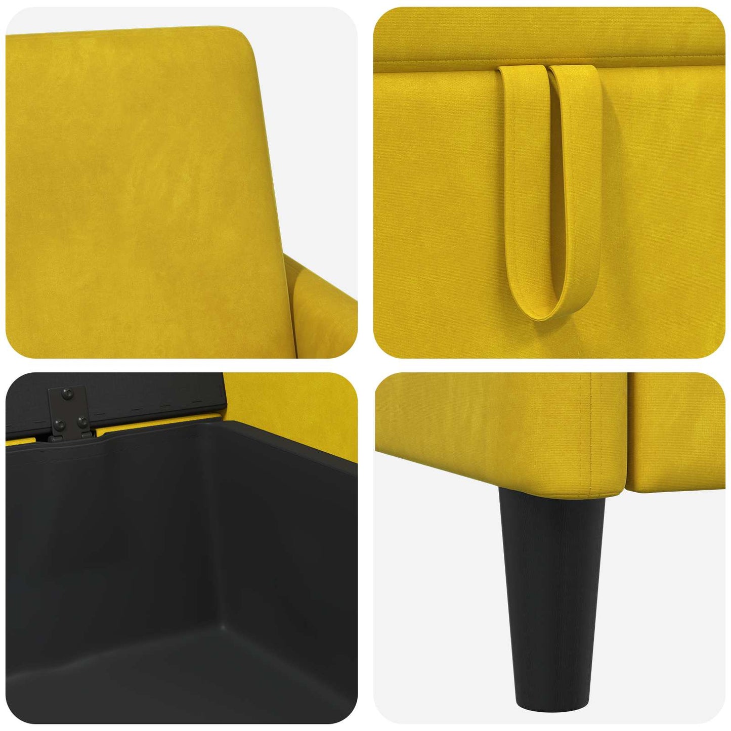 Bankenset met opbergruimte 2 st Geel Polyester