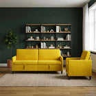 Bankenset met opbergruimte 2 st Geel Polyester