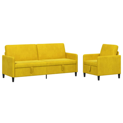 Bankenset met opbergruimte 2 st Geel Polyester