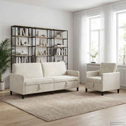 Bankenset met opbergruimte crèmekleurig polyester 2 st