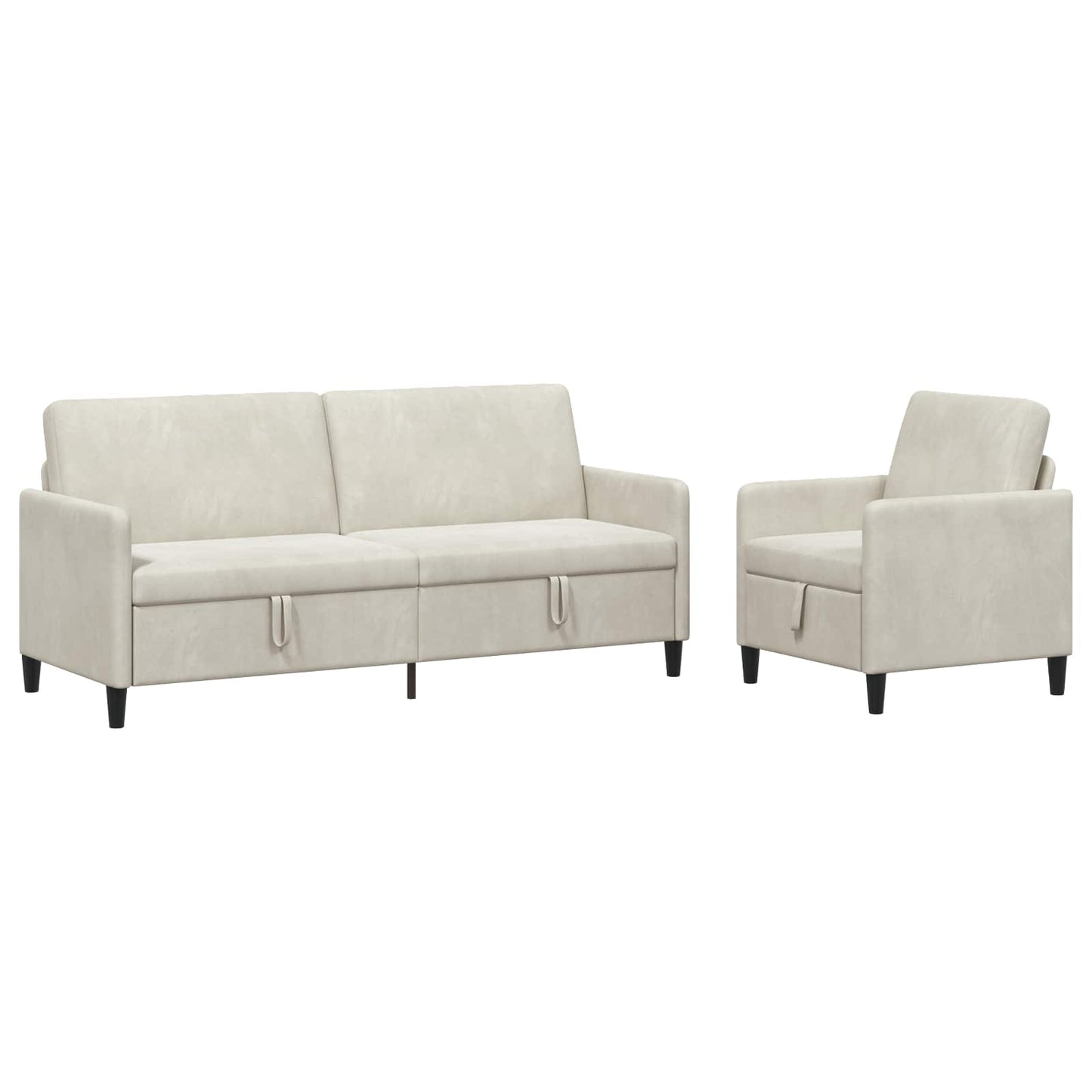 Bankenset met opbergruimte 2 st Crèmekleurig Polyester