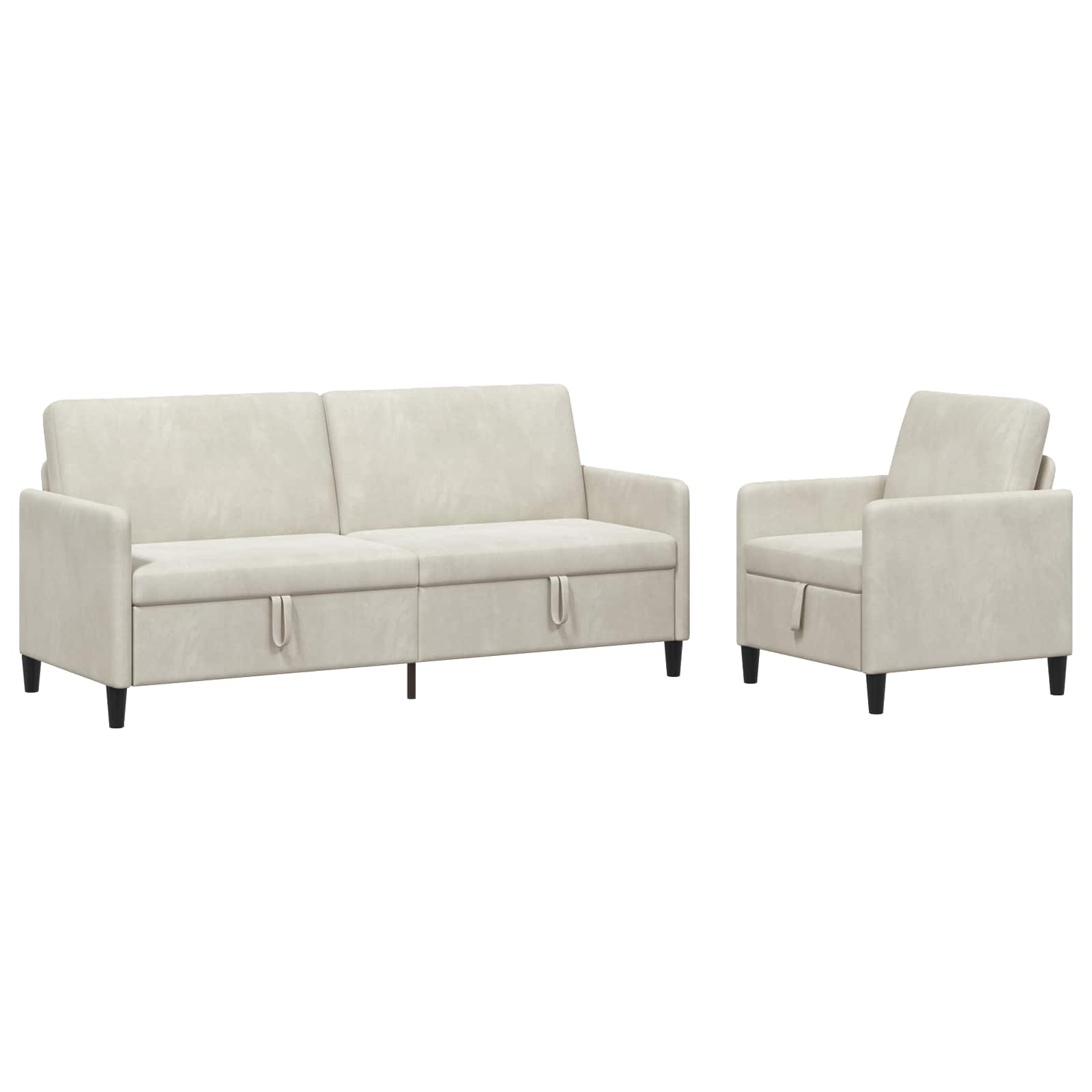 Bankenset met opbergruimte 2 st Crèmekleurig Polyester