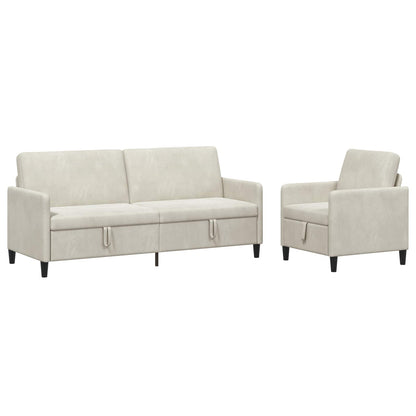 Bankenset met opbergruimte 2 st Crèmekleurig Polyester