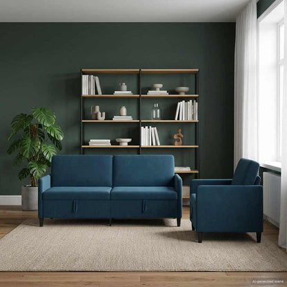 Bankenset met opbergruimte 2 st Blauw Polyester