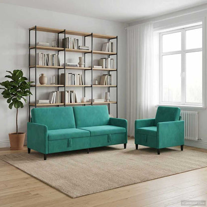 Bankenset met opbergruimte 2 st Turquoise Polyester