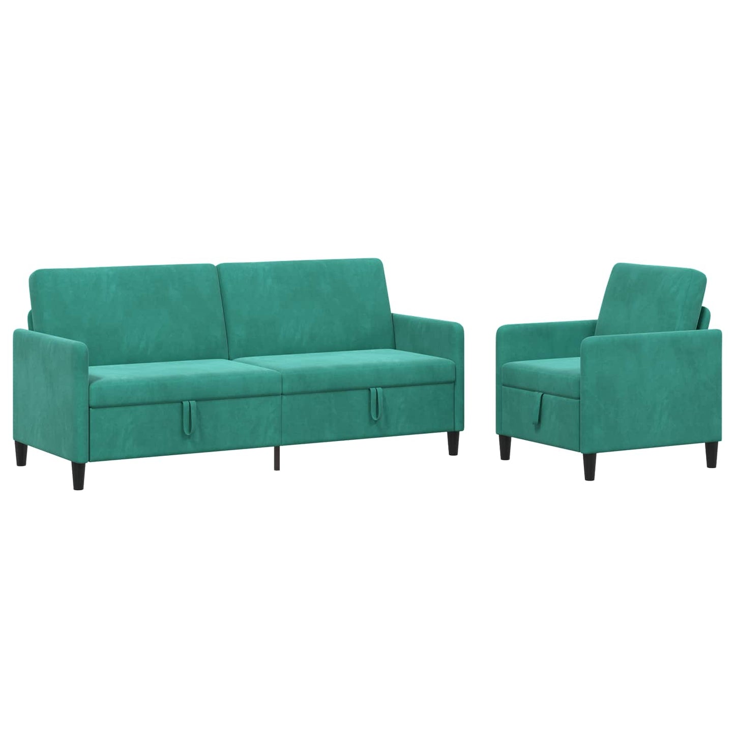 Bankenset met opbergruimte 2 st Turquoise Polyester