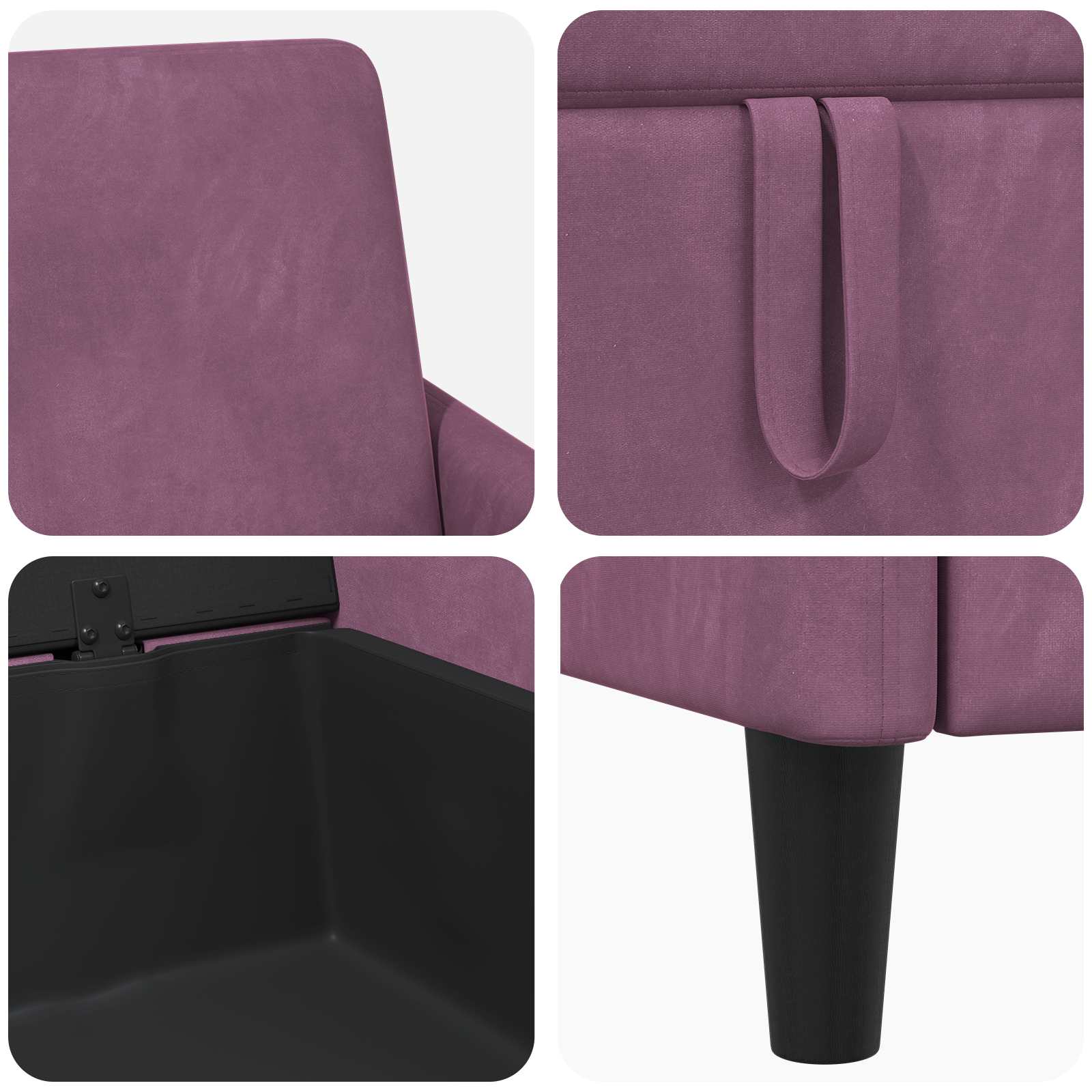 Bankenset met opbergruimte 2 st Paars Polyester