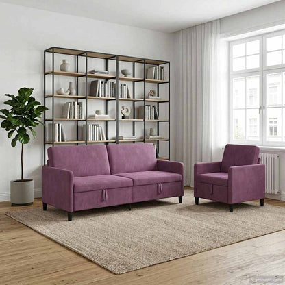 Bankenset met opbergruimte 2 st Paars Polyester